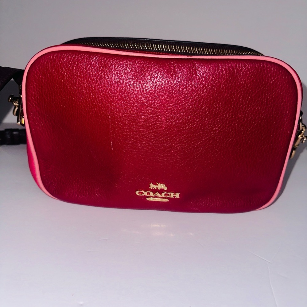 Coach Red and Pink Leather Crossbody Bag